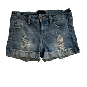 Celebrity Pink Woman Junior Size 1 Blue Distressed Jean Short Shorts